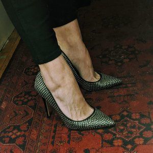 Silver stud heels - pointed toe stilettos